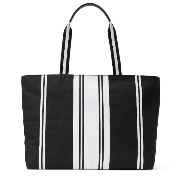 Victoria Secret Stripped Blk &Wht Tote w/Lip Gloss and Lip Oil - Picture 4 of 12